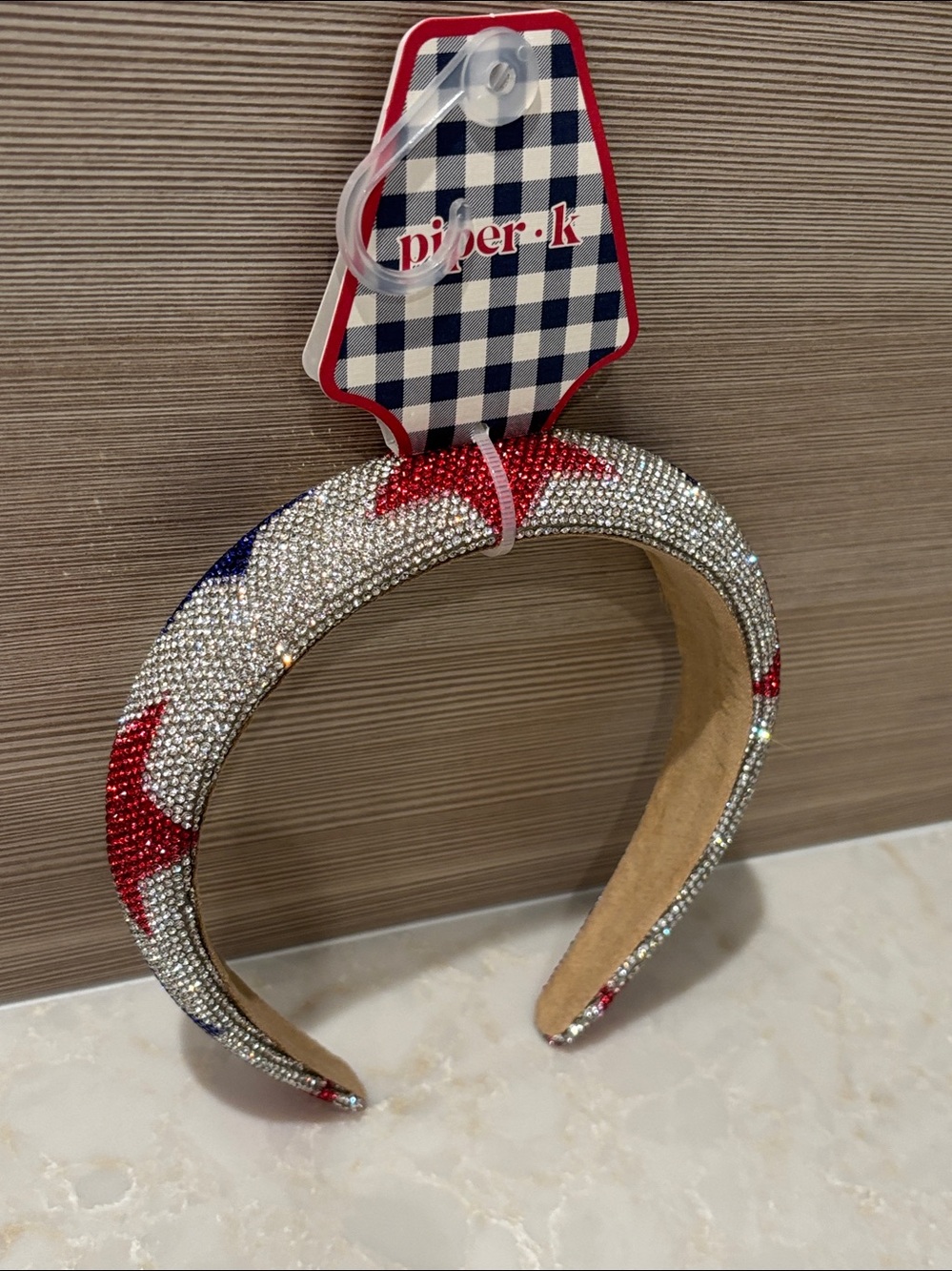 NWT Piper K sparkly Rhinestone Star Headband in Red, Blue & Silver